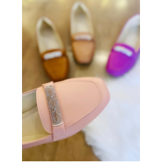 MOCASSIM GOLD ROSA COM DETALHE DE BRILHO 